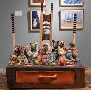 童話「ブレーメンの音楽隊」の動物たちを表現した作品 - 福岡・大牟田