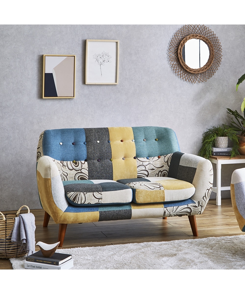 2人掛け]ソファ｜パッチワーク風 ファブリック 通販【ニッセン】