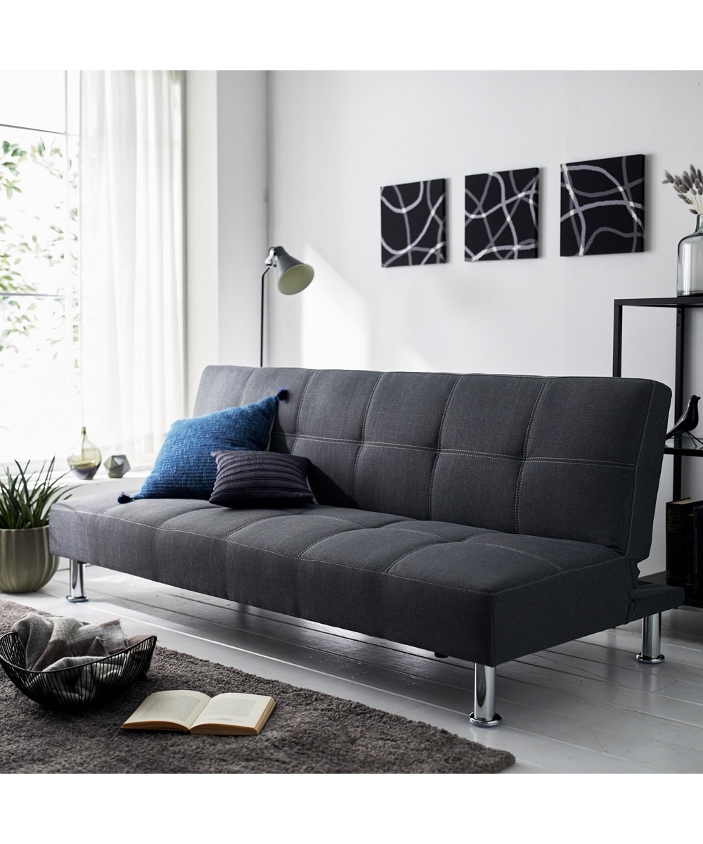 3人掛け]ソファベッド｜2WAY リクライニング ファブリック スチール脚