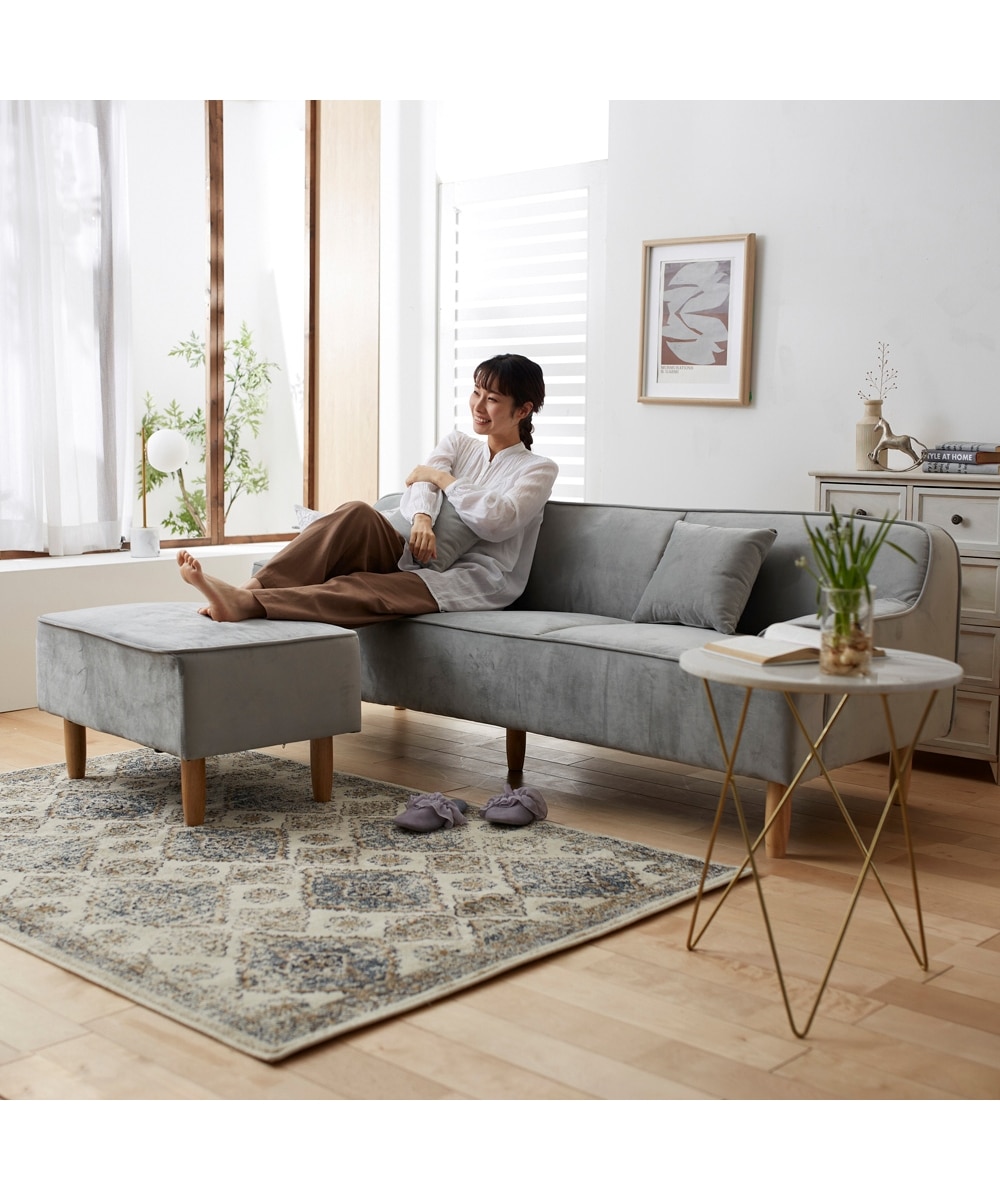 3人掛け]ソファ｜クッション付き ベロア調 大人可愛い 通販【ニッセン】