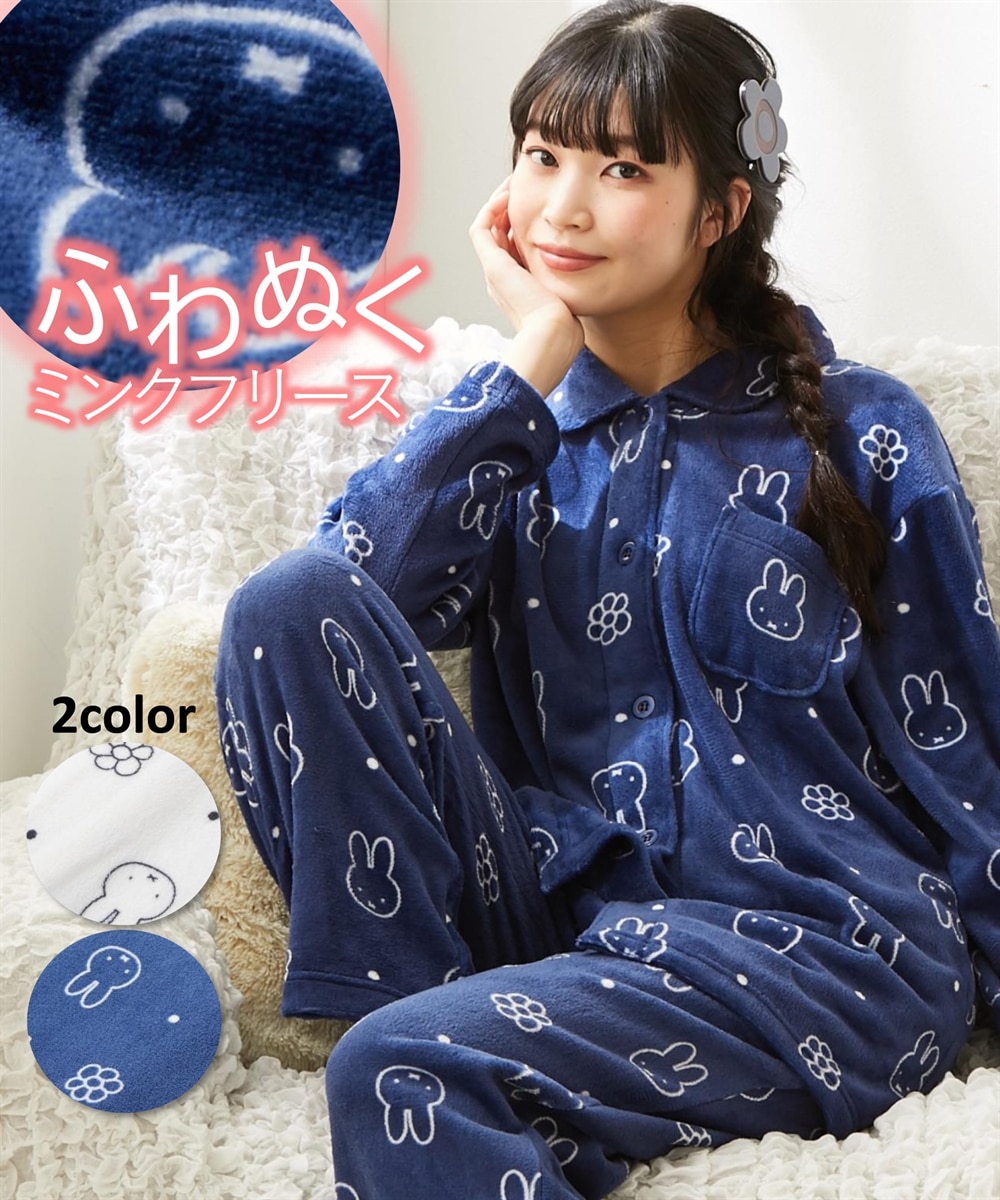 WEB限定】ミッフィー ふわぬくミンクフリース顔ドット柄シャツ