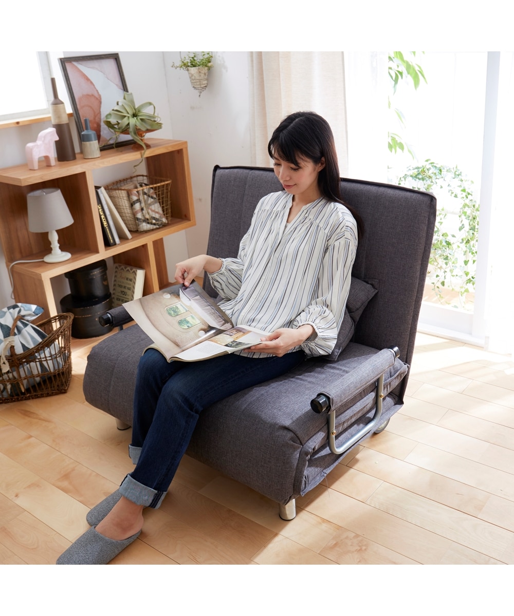 1人掛け]ソファベッド｜3WAY 14段階リクライニング キャスター付き