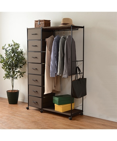 収納力たっぷりの引き出し付きハンガーラック(7杯) 通販【ニッセン】