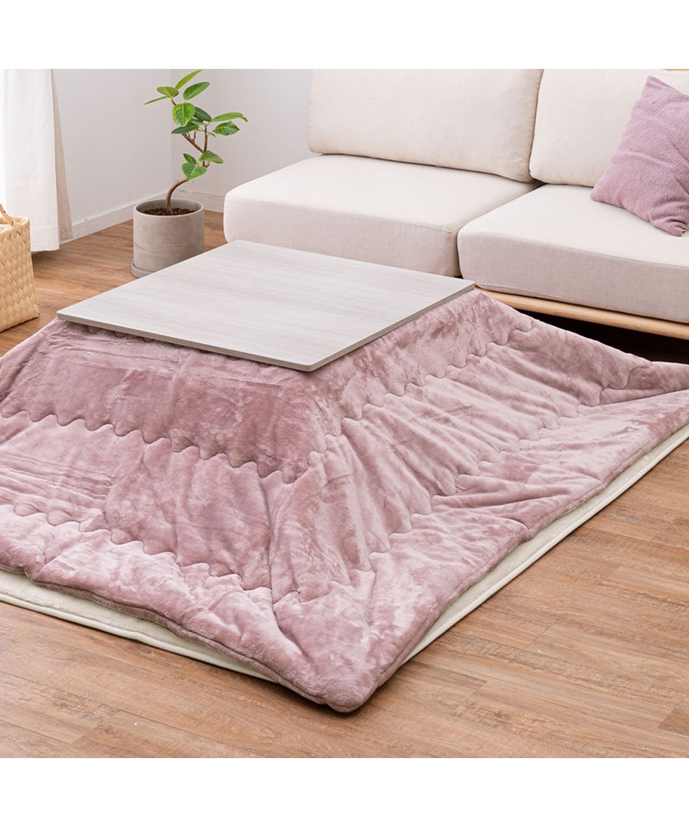 リバーシブル天板の折りたたみこたつテーブル＋掛布団セット(なめらか