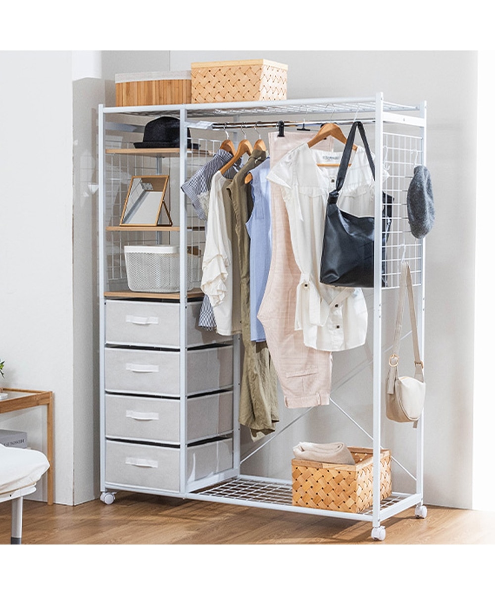 大容量収納可動棚付きハンガーラック（キャスター付き） 通販【ニッセン】