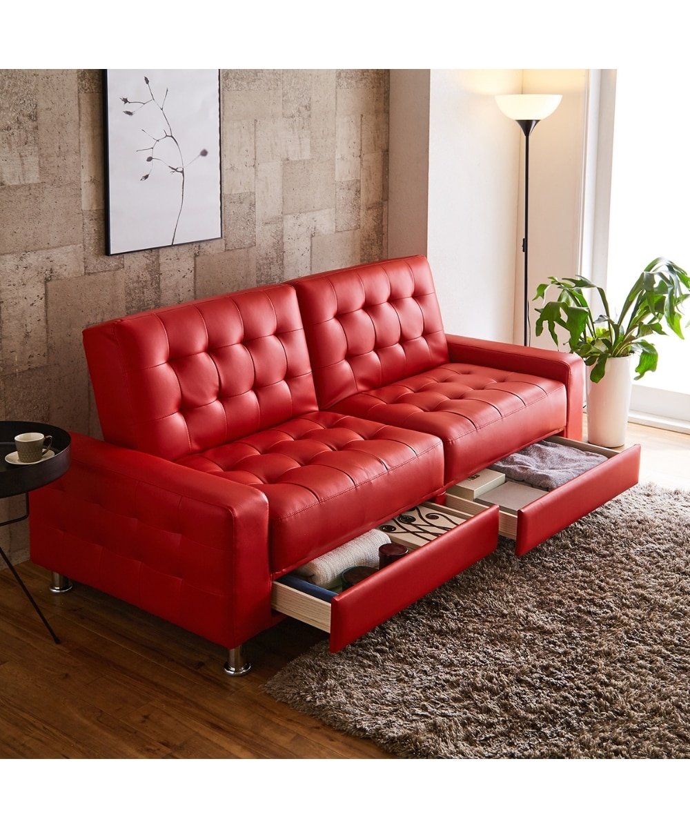 引き出し付合皮ソファーベッド 通販【ニッセン】