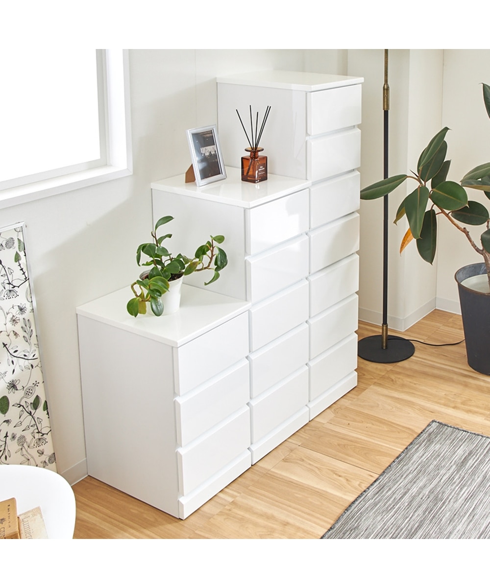 引き出しスムーズな鏡面仕上げのスリムチェスト 通販【ニッセン】