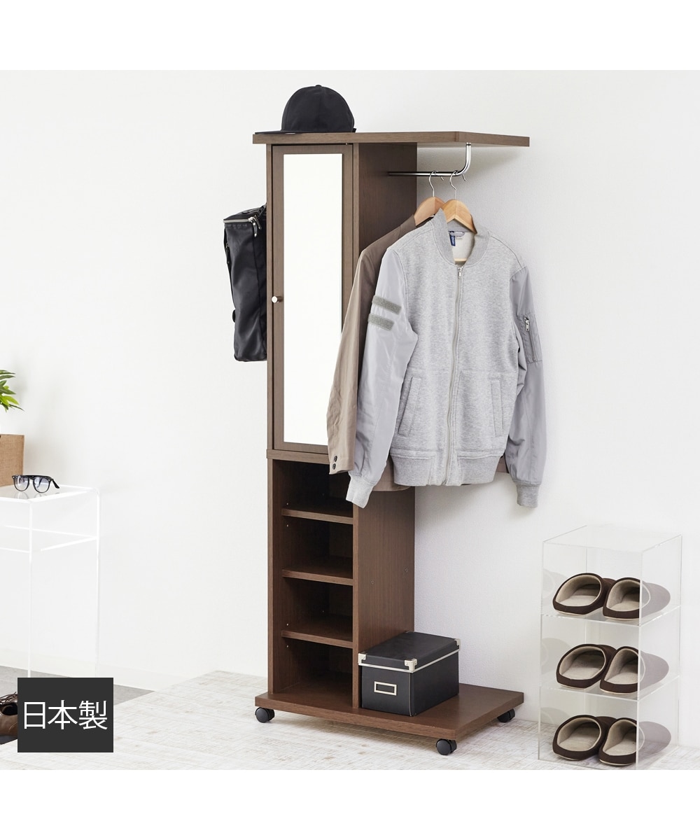 日本製】これ一台で身支度カンペキ！ミラー付きハンガーラック 通販