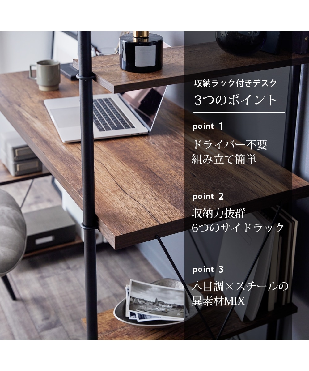 ネジ止め不要！組み立て簡単デスク 収納ラック付き 通販【ニッセン】