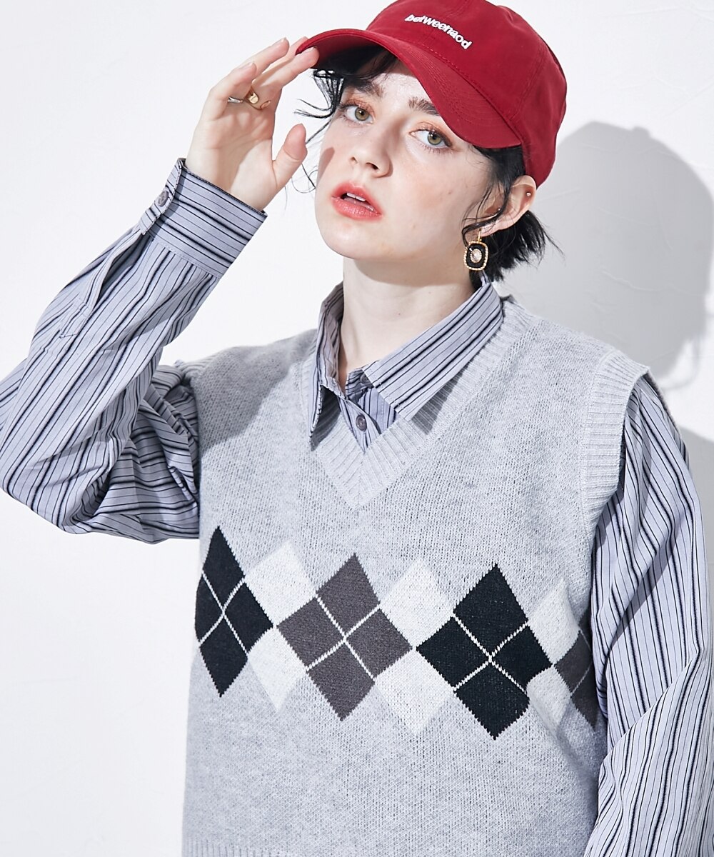 アーガイル柄ニットベスト 通販【ニッセン】