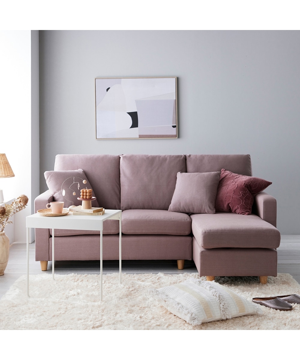 3人掛け]カウチソファ｜洗えるカバー ポケットコイル クッション付き