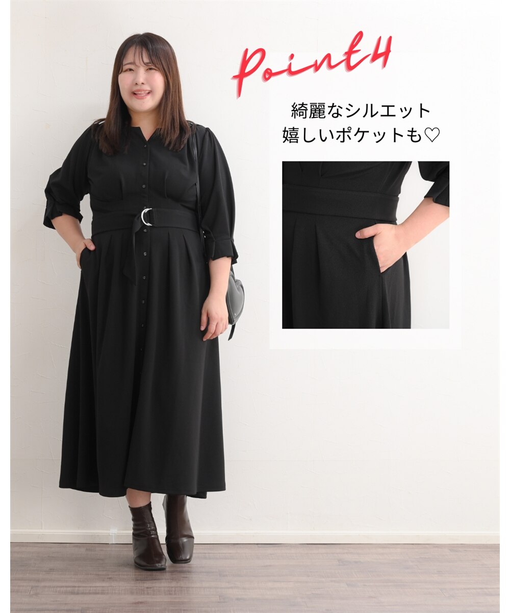 大きいサイズ <こまちさんコラボ！＞前後2WAY7分袖カットジョーゼット