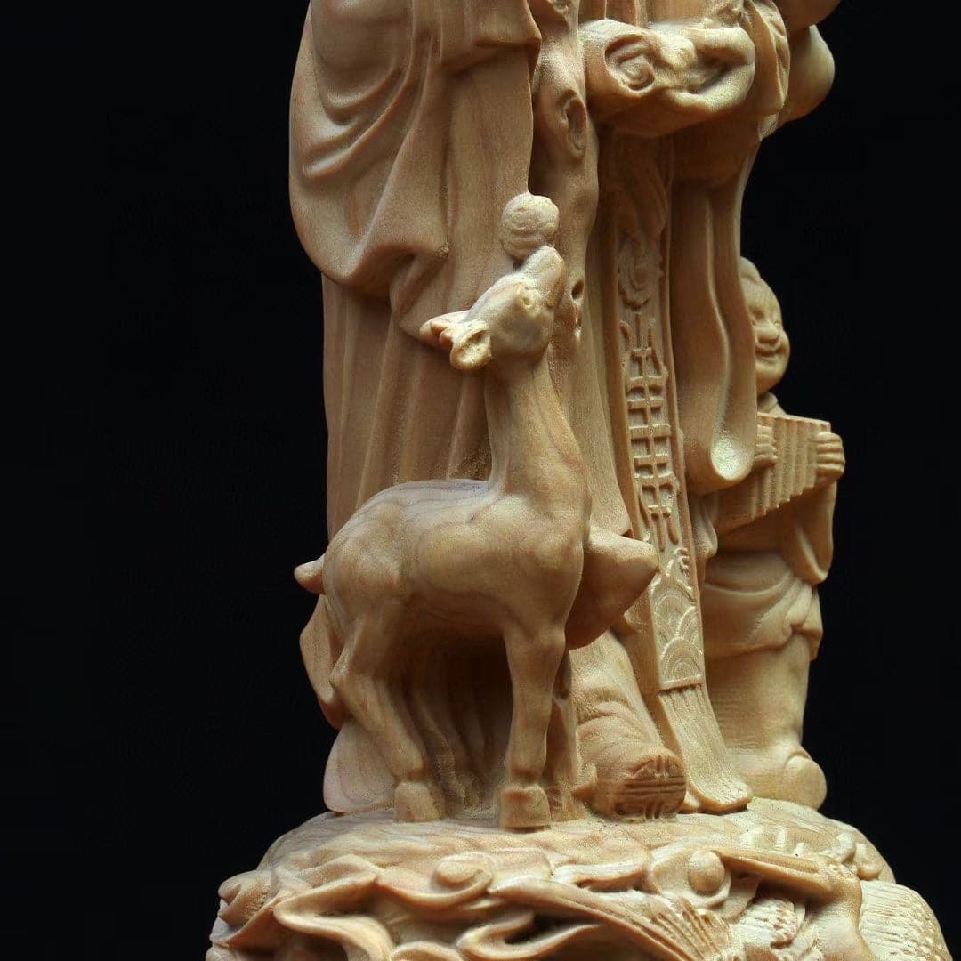 木彫り 仏像 七福神 寿老人 置物 縁起物 福禄寿の通販 – 念珊閣仏像