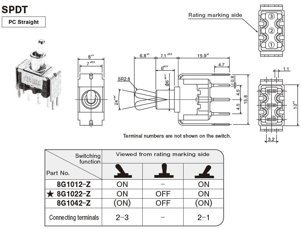 ショートトグルスイッチ 8G (PC基板専用)｜ニデックコンポーネンツ株式会社