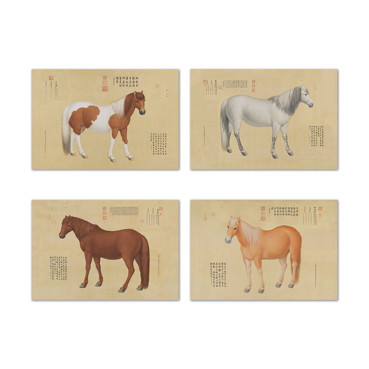 故宮精品網路商城- 明信片套組：郎世寧畫十駿圖(8張)