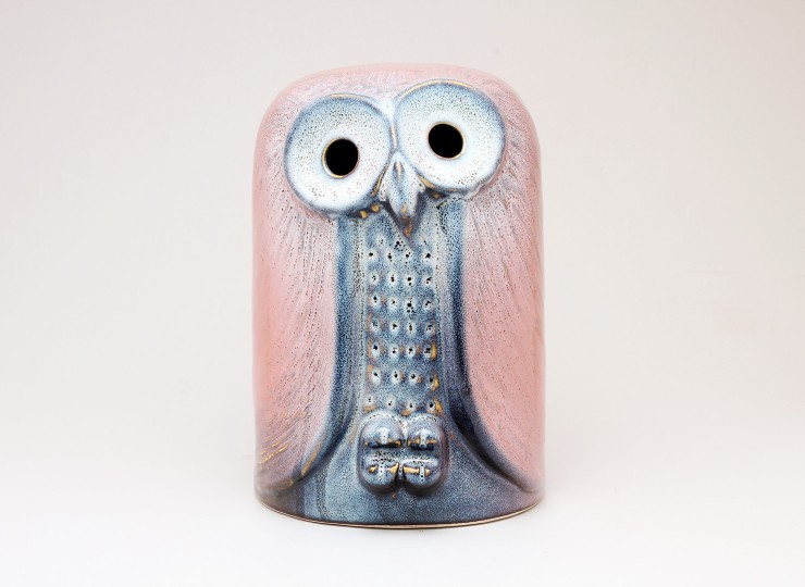 置物・オブジェ（フクロウ：福龍｜ピンク）【陶器製】 | 布引焼窯元