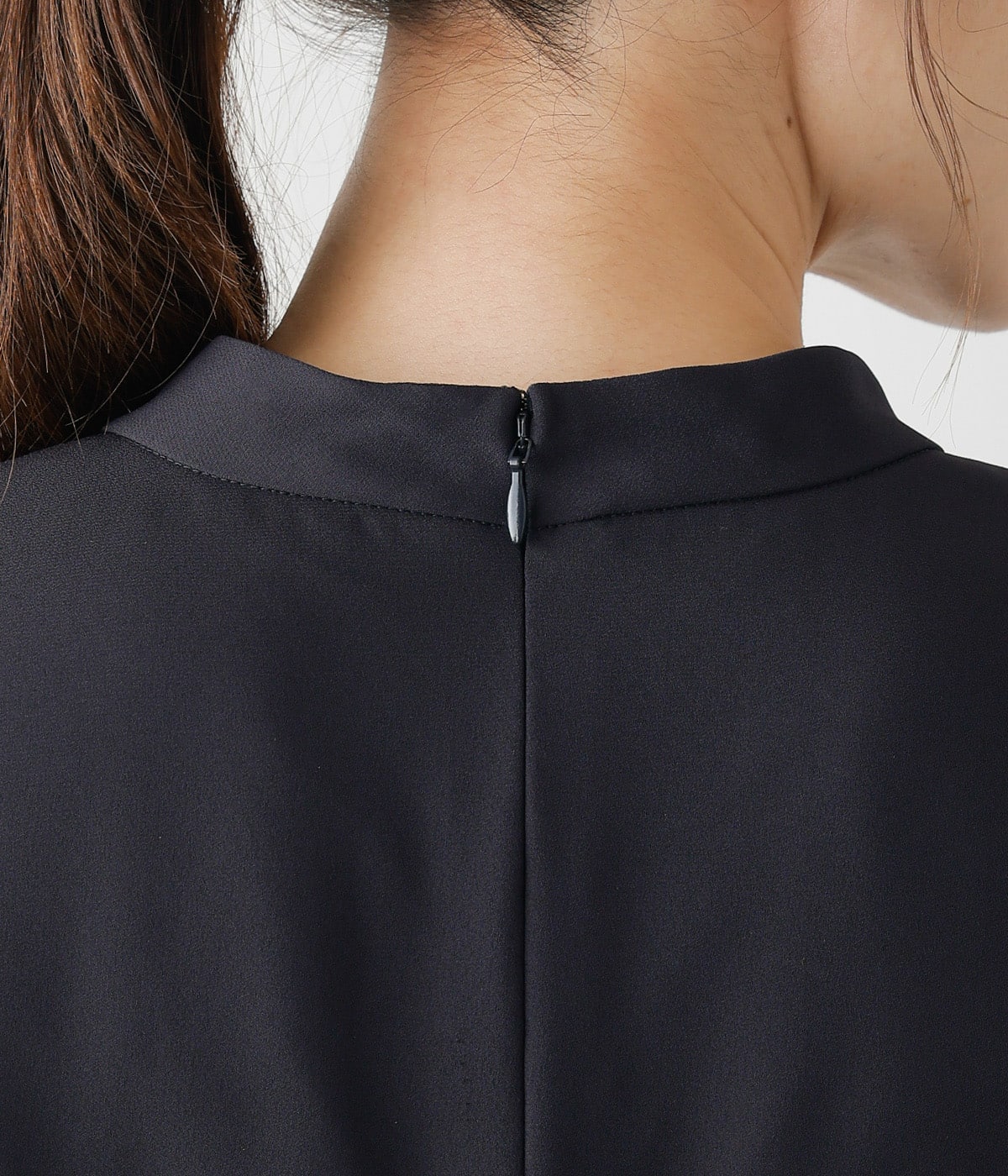 L】ポリエステルソフトクロス 7分袖ボウタイ風ワンピース(54443155