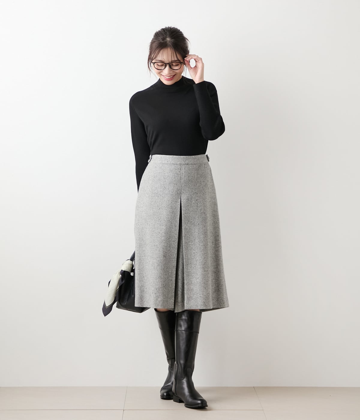 L】ブロークンヘリンボーンツィード キュロットパンツ(54336162-2025