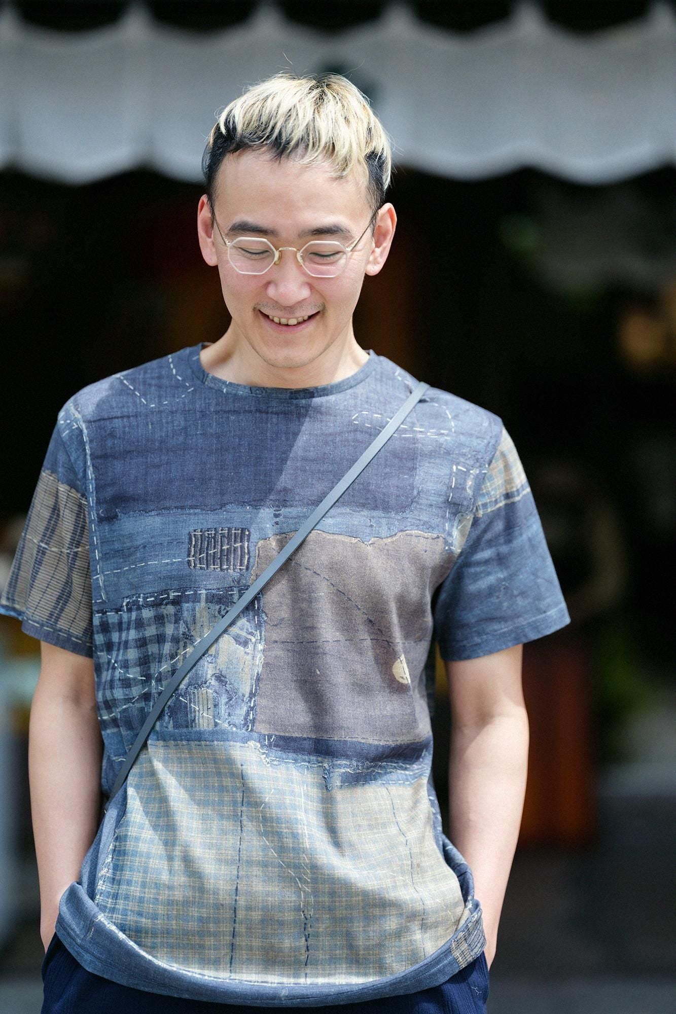 高島縮 40/40 半袖Tシャツ／BORO IJ