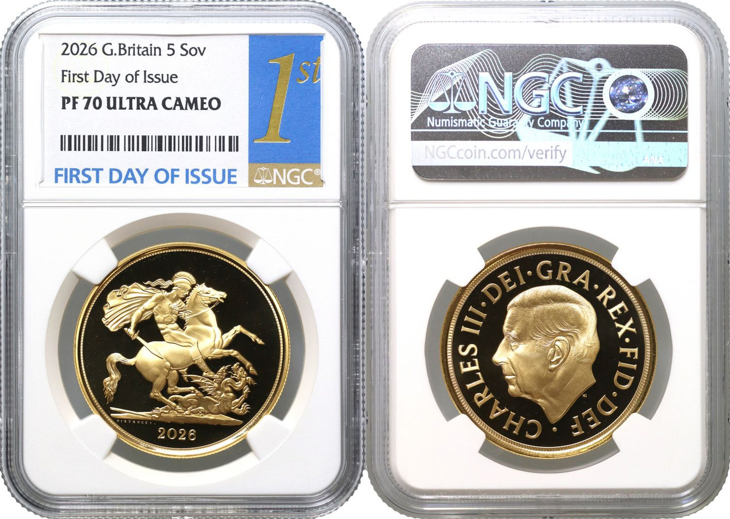 Charles III 2026 gold proof Five-Pounds PF70 UC FDI