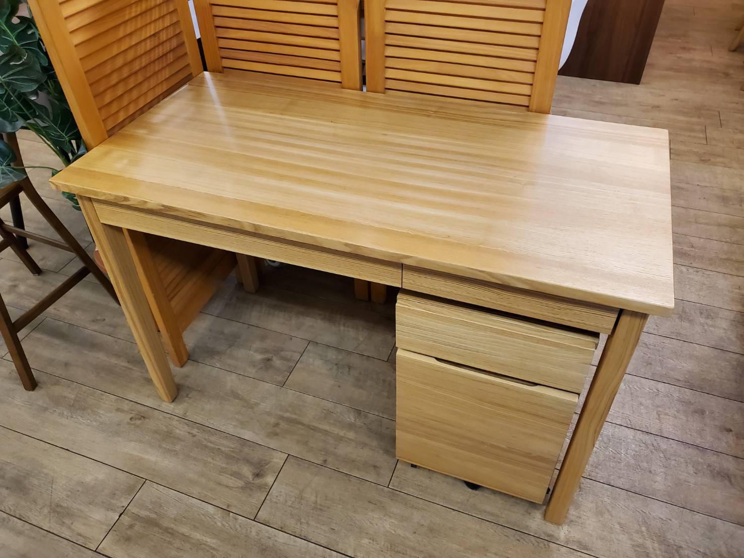 ☆無印良品 デスク＆ワゴン タモ材 勉強机 袖机 ナチュラル デスク