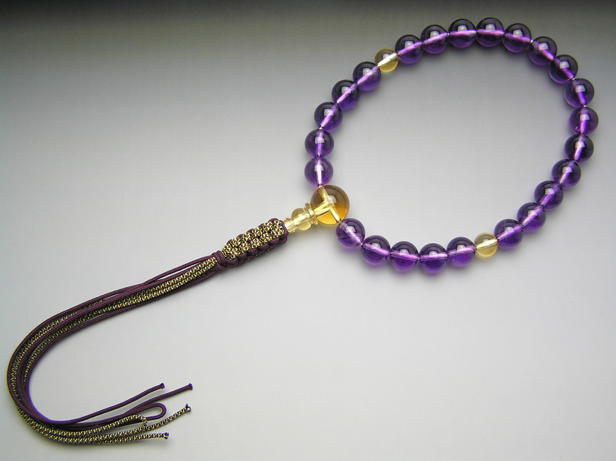 片手念珠24玉 紫水晶黄水晶 ＜ 甲州貴石【オンラインショップ】 ｜数珠