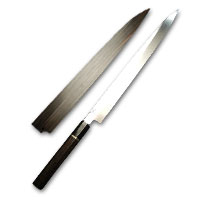 ふぐ引き包丁 本焼 黒檀 9寸～尺1 鞘付 【包丁の＠堺英】