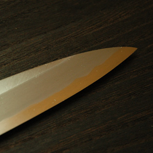 柳刃包丁 青一鋼 鞘付 【包丁の＠堺英】