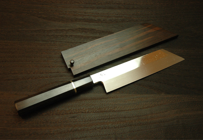 ムキモノ 本焼 6寸 黒檀 鞘付 【包丁の＠堺英】