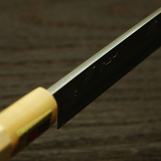 柳刃包丁 青一鋼 8寸 桜 鞘付 【包丁の＠堺英】