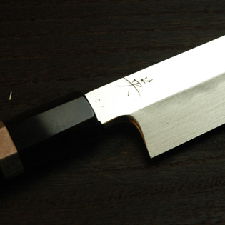 柳刃包丁 本焼 銀巻 黒檀 尺1 鞘付 【包丁の＠堺英】