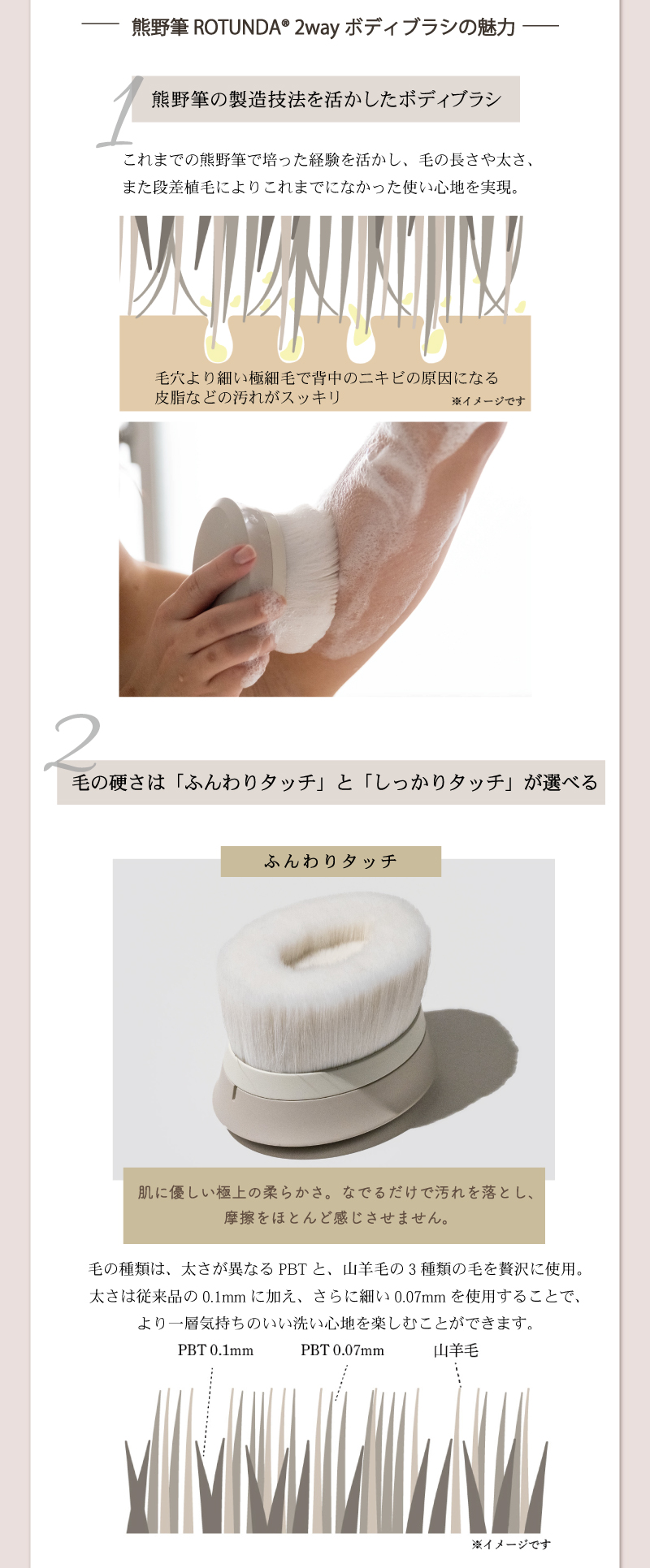 熊野筆ROTUNDA ボディブラシ 専用替えブラシ ｜六角館さくら堂KYOTO