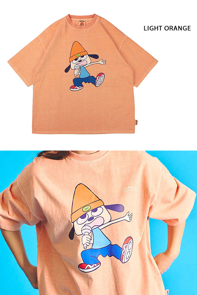 パラッパラッパー ピグメント加工 シングパラッパロゴプリントTEE