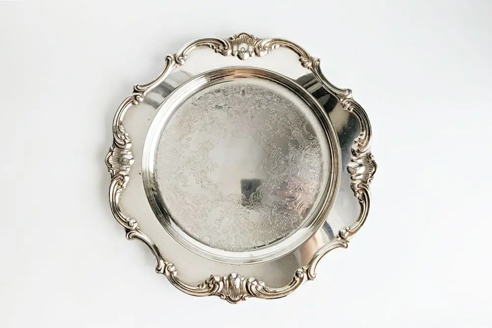 ヴィンテージ シルバープレートフラワーリムトレイ イギリス | 雑貨と