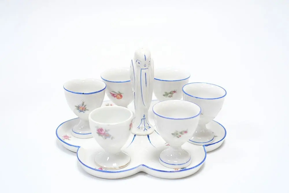 アンティーク エッグスタンド エッグクリュエット フランス 鳥 陶器