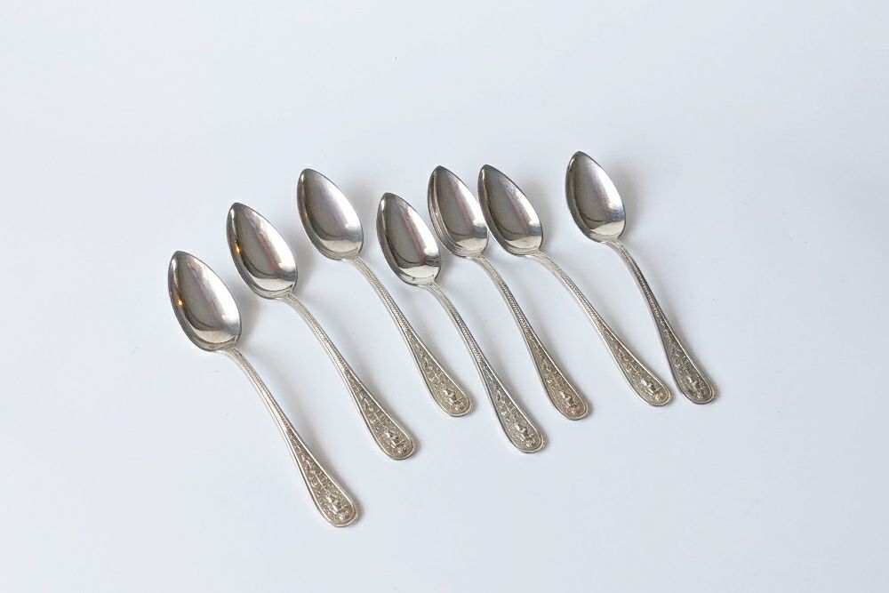 アンティーク シルバープレート ティースプーン 天使 モノグラム