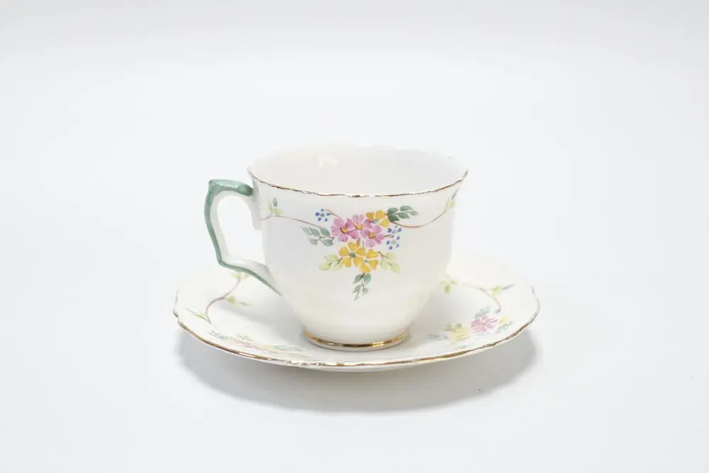 アンティーク ティーカップ&ソーサー Crown Staffordshire イギリス