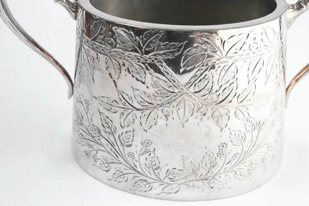 アンティーク食器 シルバープレートシュガーポット/sheffield plate