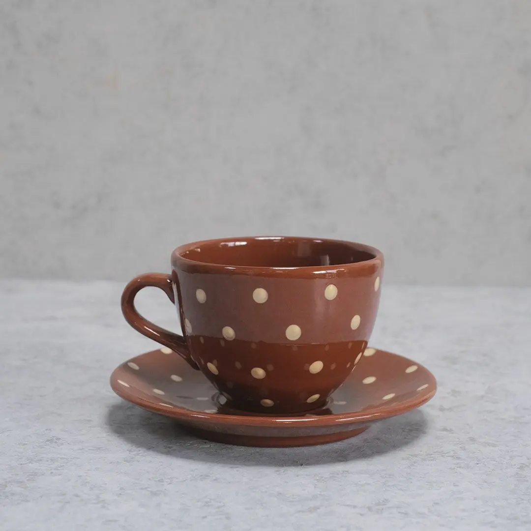 ヴィンテージ ブレックファーストカップ&ソーサー フランス 水玉