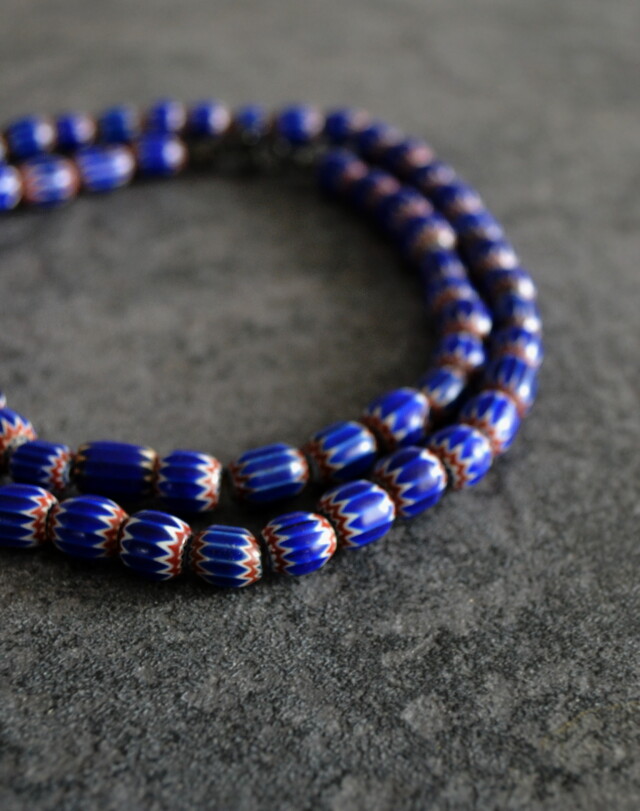 アンティークビーズネックレス 蜻蛉玉 シェブロン Antique Sam's