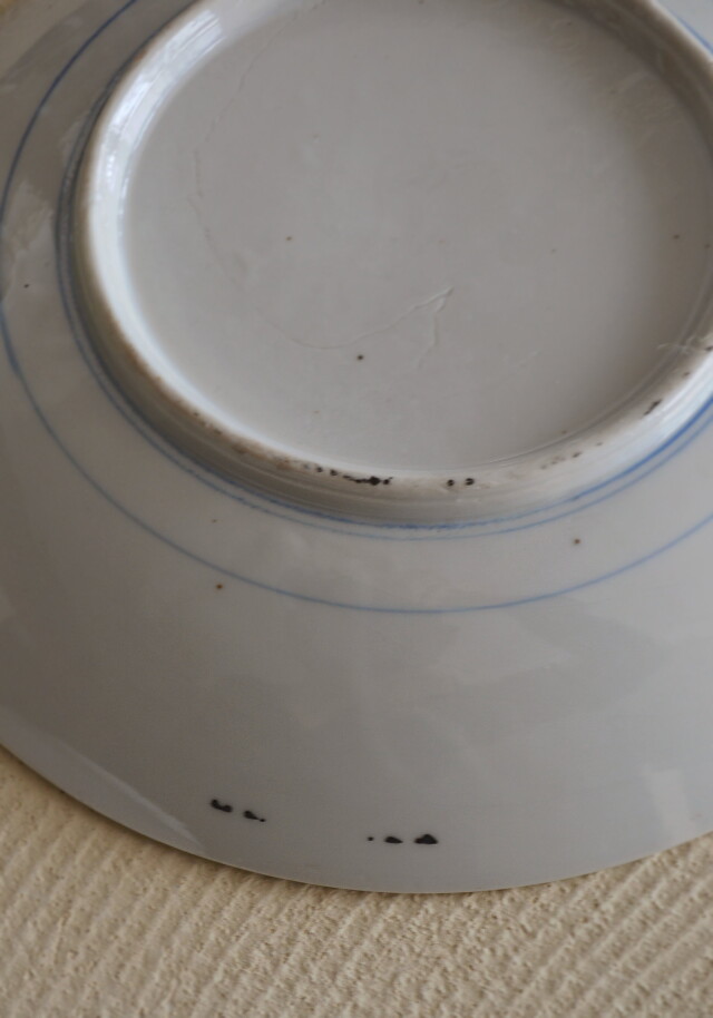 色絵印判花籠.唐草紋8寸皿 一枚 色絵皿Antique Sam's Collection