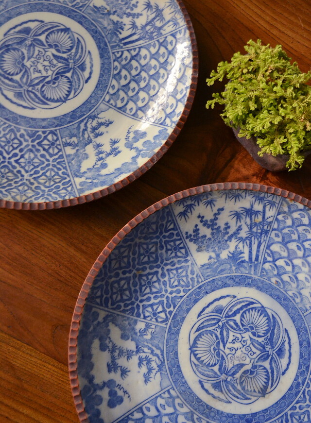 アンティークサムズコレクション 染付印判大皿 イゲ皿 大皿