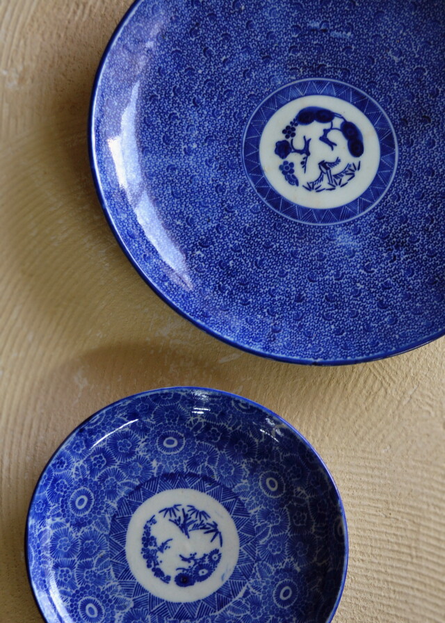 染付印判微塵唐草大皿28cm