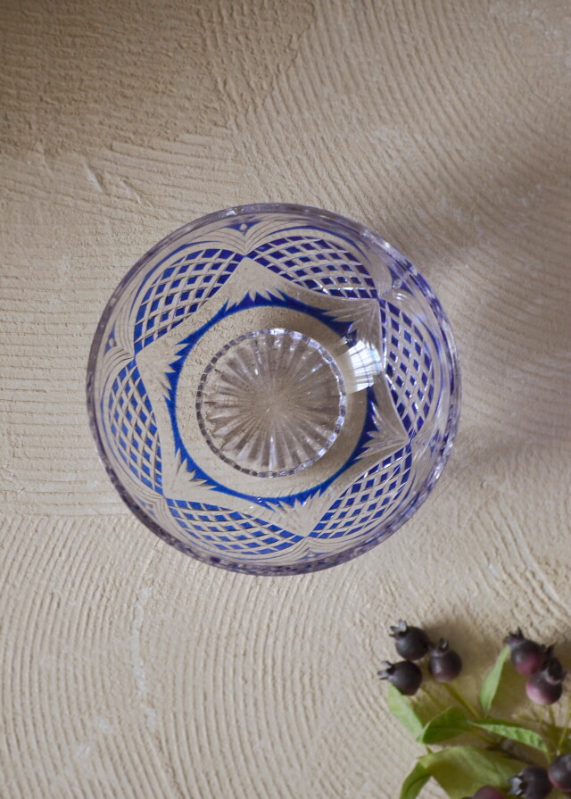 薩摩切子 カメイガラス 江戸切子鉢 148mm