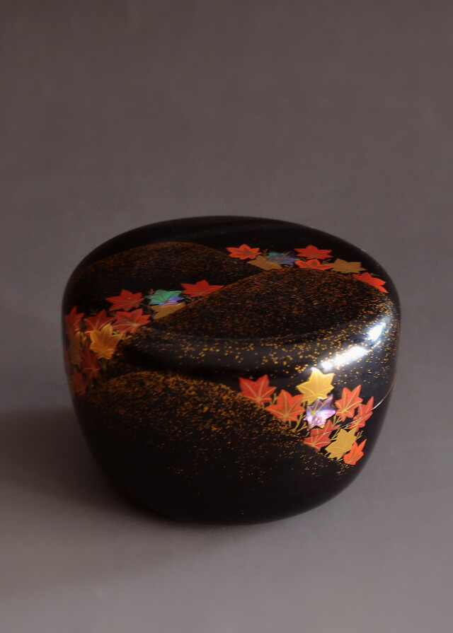 遠山紅葉蒔絵乾漆大棗 奥津一心斉作 茶道具 棗 秋茶道具 大棗