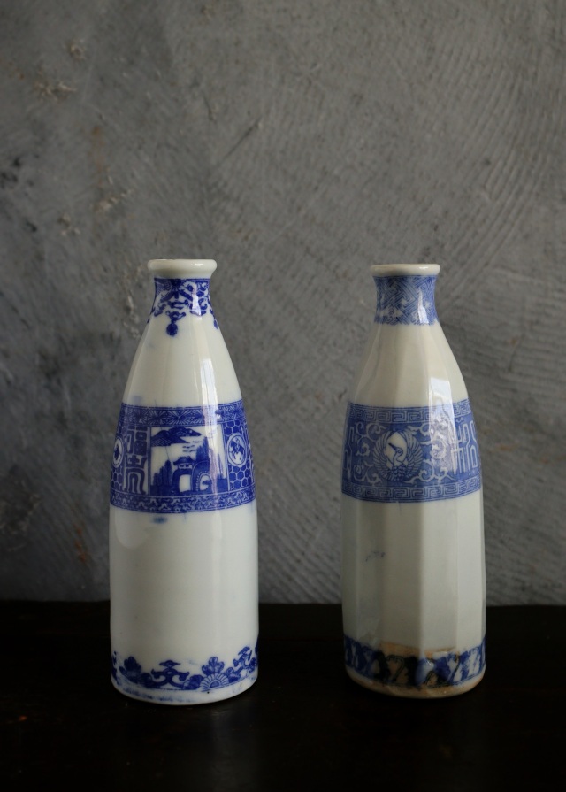 染付印判徳利 柄違い 酒徳利 一輪挿しAntique Sam's Collectio