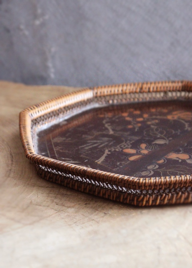 木製 、朱/溜 漆塗り李朝中国韓国デザイン☆木製アンティーク花台飾り