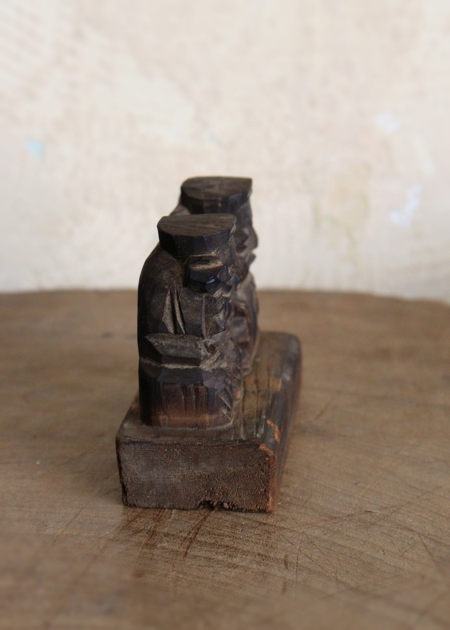 小さな恵比寿大黒像 木彫 福神様 豆仏 Antique Sam's Collection