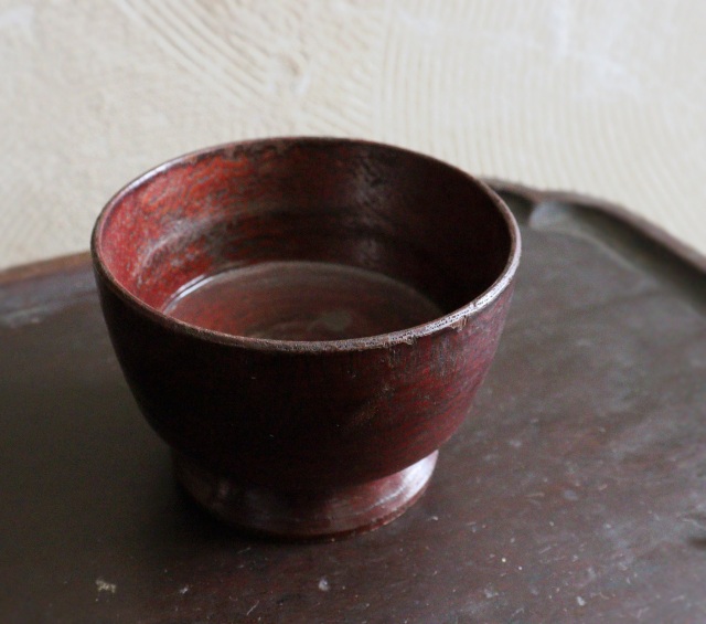 李朝 木盃 祭器 高坏 木杯 酒器 直径84mmAntique Sam's Collection