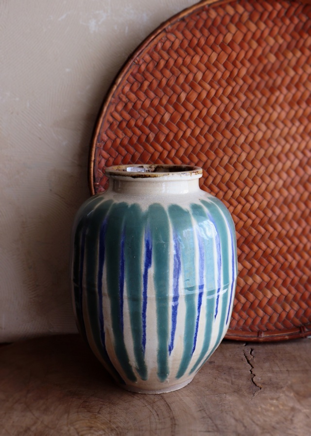信楽焼 すだれ釉壷 民藝 茶壺 花器 投げ入れ 壷 簾